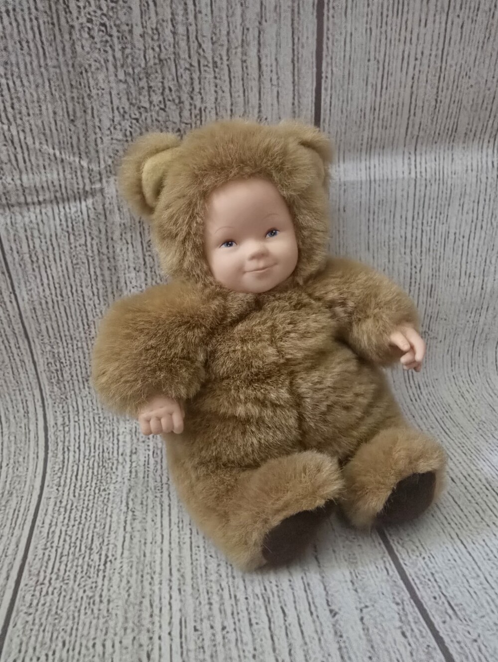 Anne Geddes Brown Baby Teddy Bear Plush Doll Vintage
